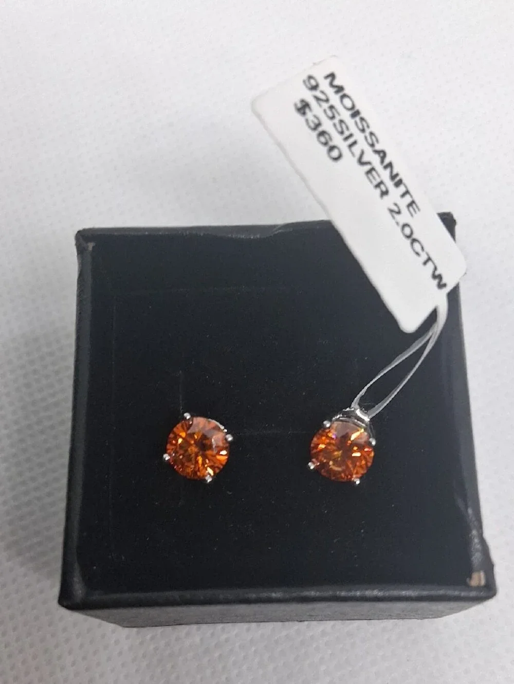 2CT Fall/Autumn Orange Moissanite Stud Earrings - Sterling Silver